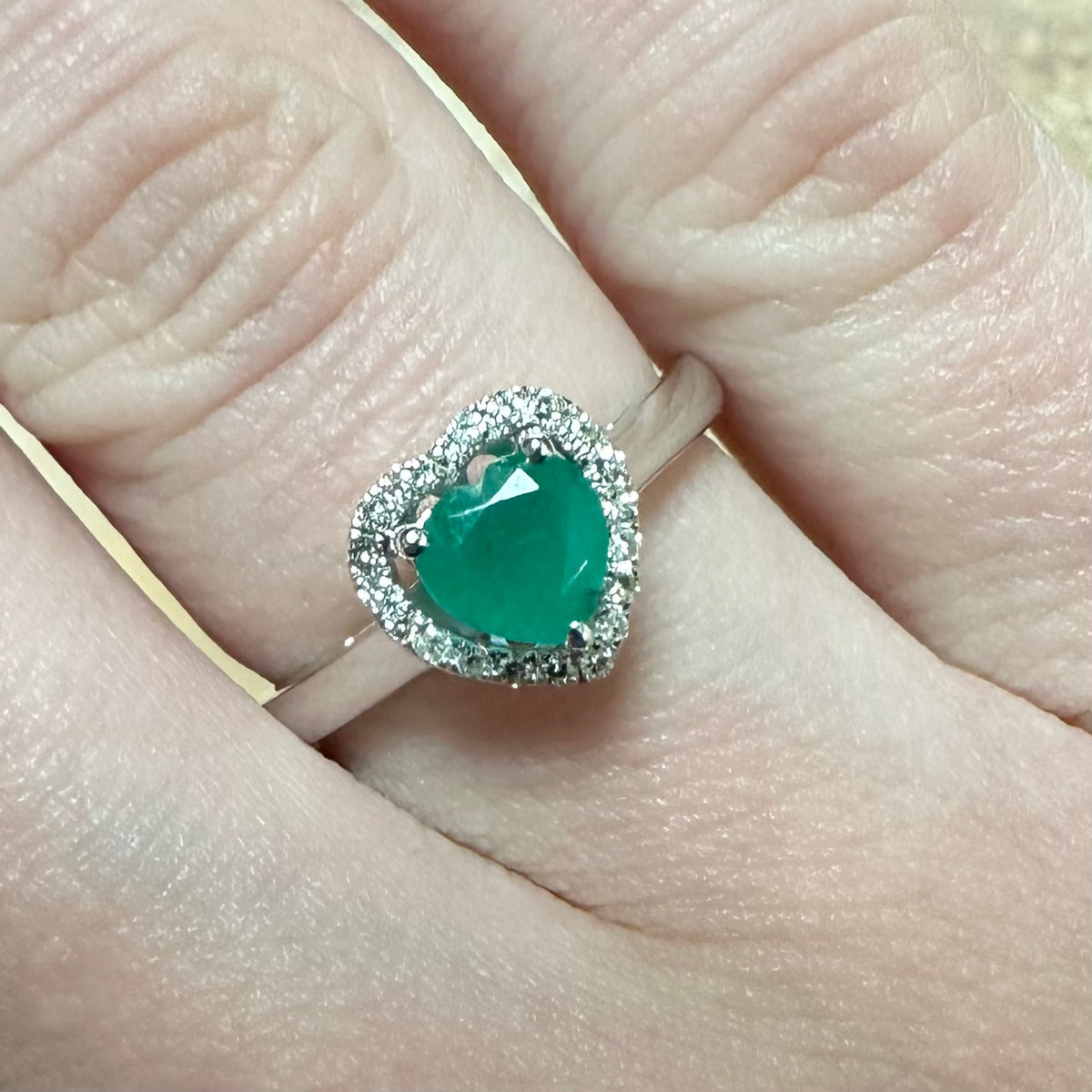 Heart shaped deals emerald ring