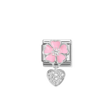 Load image into Gallery viewer, Nomination Composable Classic Link, Pink Flower with Heart Pendant - Product Code - 331814 01
