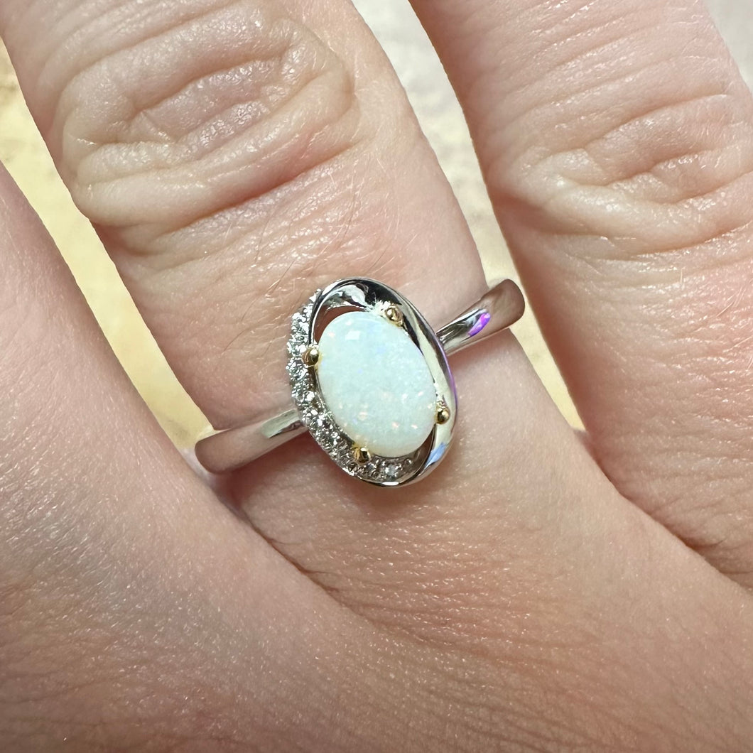 Silver Opal & Stone Set Ring - Product Code - A287