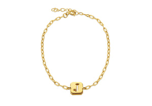 Sterling Silver & Yellow Gold Plated Initial J Open Link Bracelet - Product Code - 8.20.2132