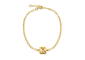 Sterling Silver & Yellow Gold Plated Initial K Open Link Bracelet - Product Code - 8.20.21233