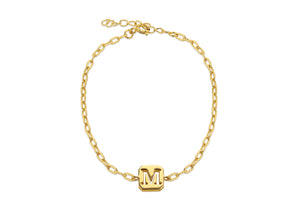 Sterling Silver & Yellow Gold Plated Initial M Open Link Bracelet - Product Code - 8.20.2135