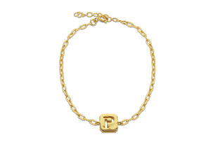 Sterling Silver & Yellow Gold Plated Initial P Open Link Bracelet - Product Code - 8.20.2138