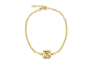 Sterling Silver & Yellow Gold Plated Initial R Open Link Bracelet - Product Code - 8.20.2140