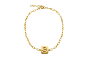 Sterling Silver & Yellow Gold Plated Initial S Open Link Bracelet - Product Code - 8.20.2141