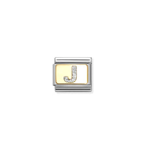 Nomination Yellow Gold with Silver Glitter Initial Charms | A - Z Available Here | CLICK HERE FOR ALL LETTERS