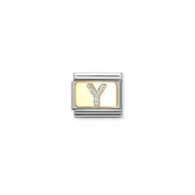 Load image into Gallery viewer, Nomination Yellow Gold with Silver Glitter Initial Charms | A - Z Available Here | CLICK HERE FOR ALL LETTERS
