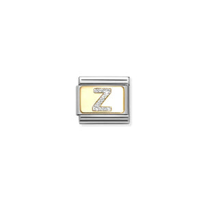 Nomination Yellow Gold with Silver Glitter Initial Charms | A - Z Available Here | CLICK HERE FOR ALL LETTERS