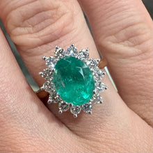 Load image into Gallery viewer, Natural Fine Quality Oval Emerald &amp; Diamond 18ct Yellow Gold Ring - Product Code - R162
