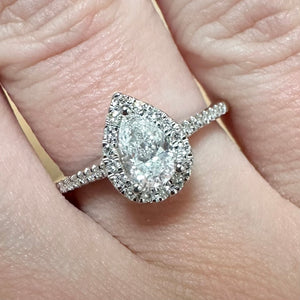 18ct Pear Cut Diamond Halo Ring - Product Code - G854