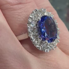 Load and play video in Gallery viewer, Diamond and Tanzanite White Gold Ring - Product Code E567
