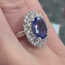 Load and play video in Gallery viewer, Diamond and Tanzanite White Gold Ring - Product Code E567
