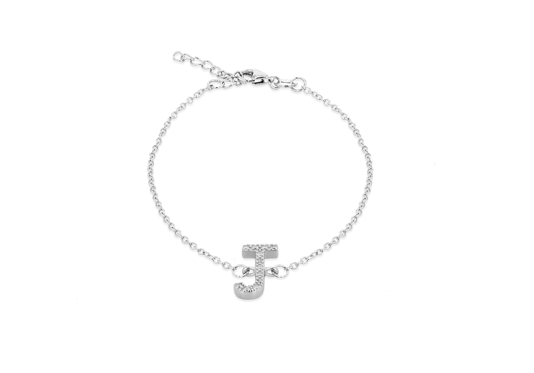 Sterling Silver, Rhodium Plated, Initial 'R' Bracelet - Product Code -  8.29.3142