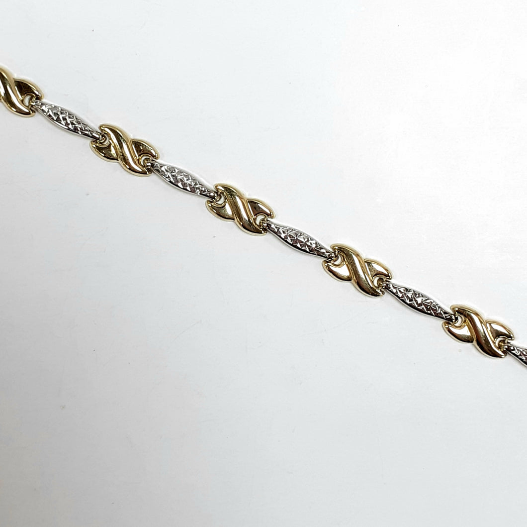 9ct Yellow & White Gold Hallmarked Ladies Bracelet - Product Code - VX217