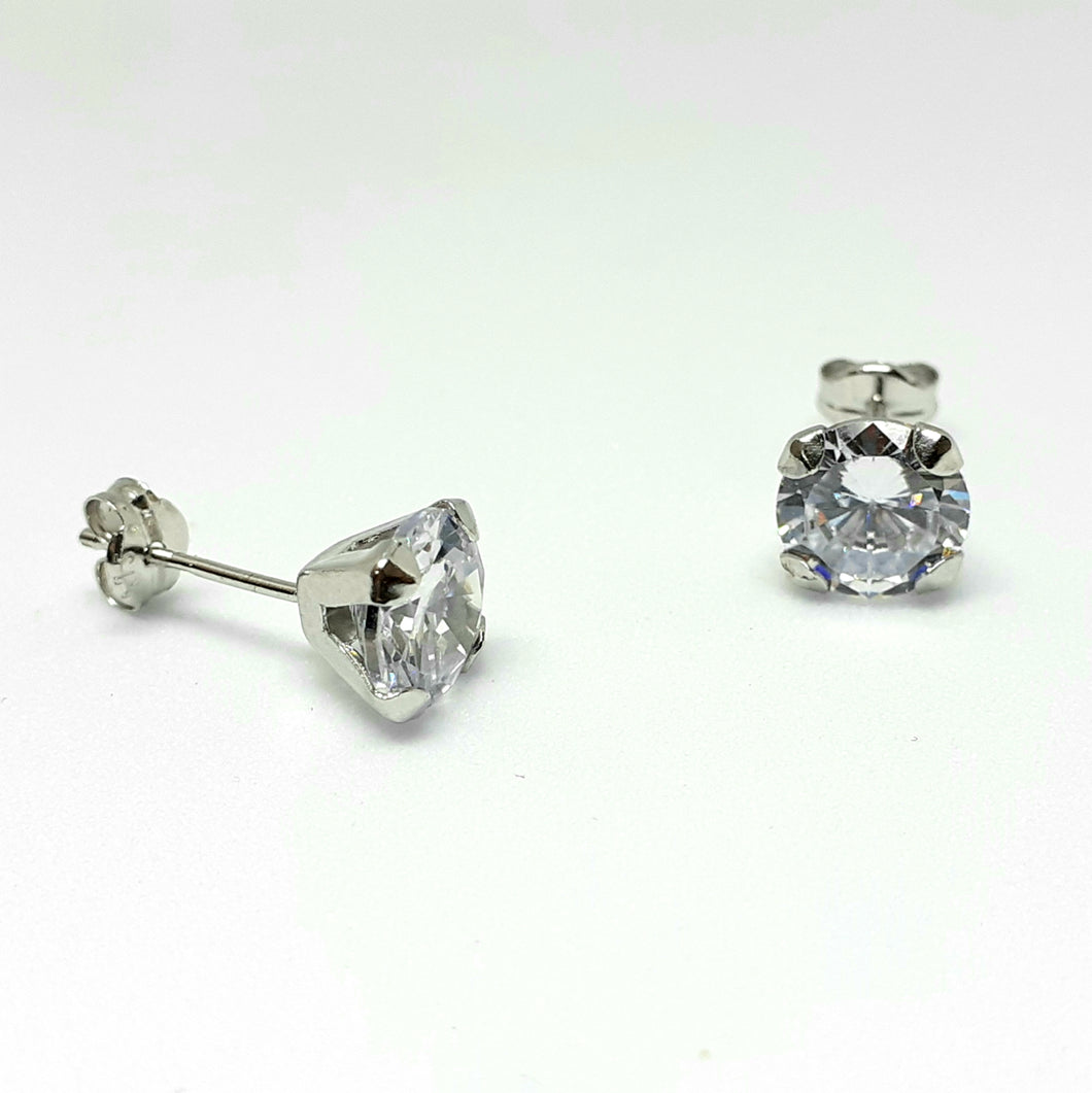 9ct White Gold Hallmarked Stone Set Earrings - Product Code - VX671