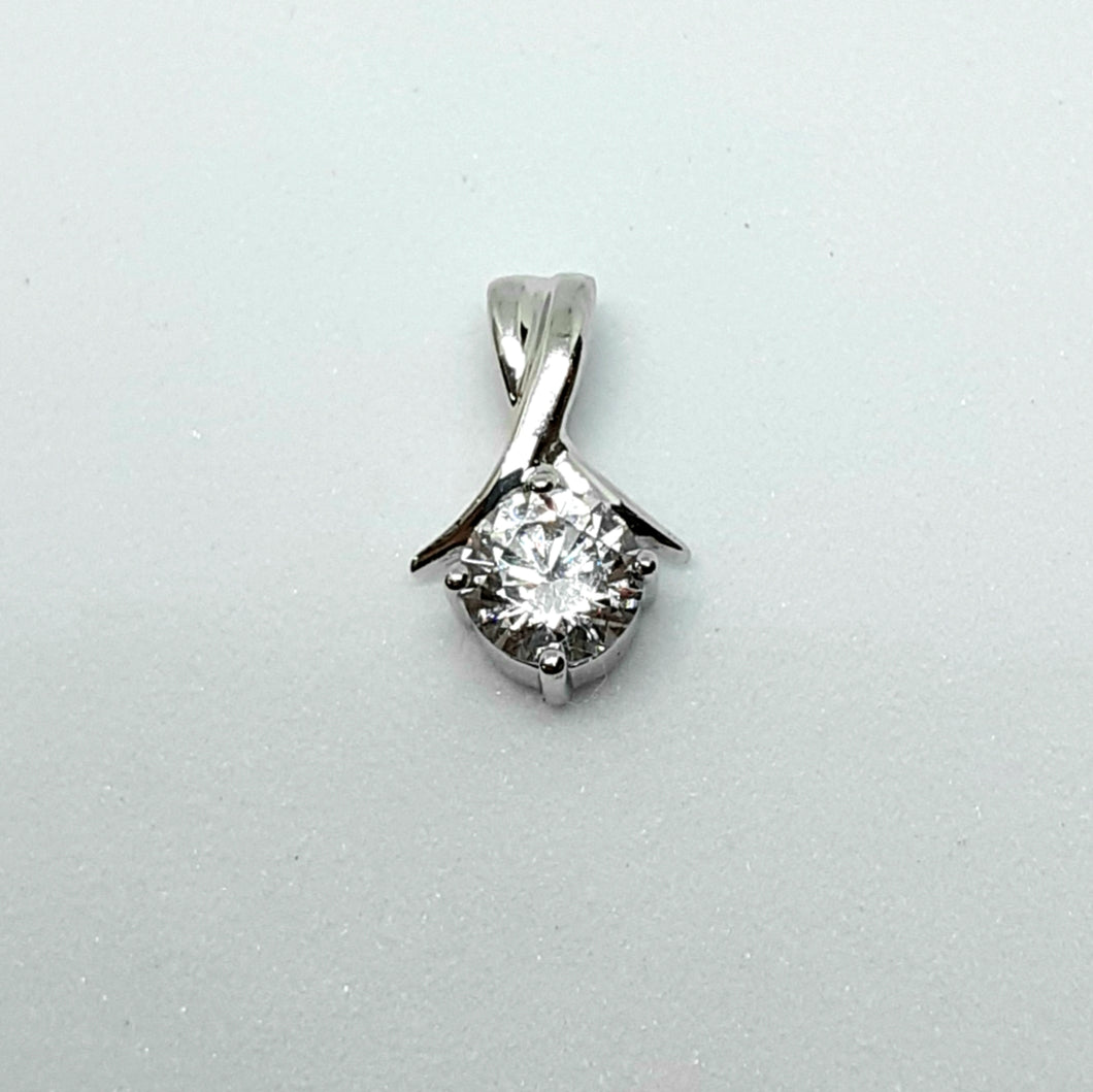 9ct White Gold Hallmarked Stone Set Pendant - Product Code - VX606