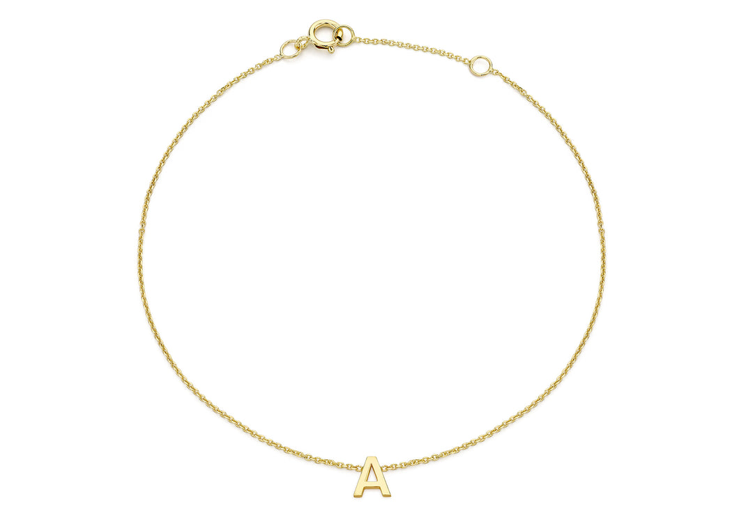 9ct Yellow Gold Initial 'A' Bracelet - Product Code - 1.29.0150