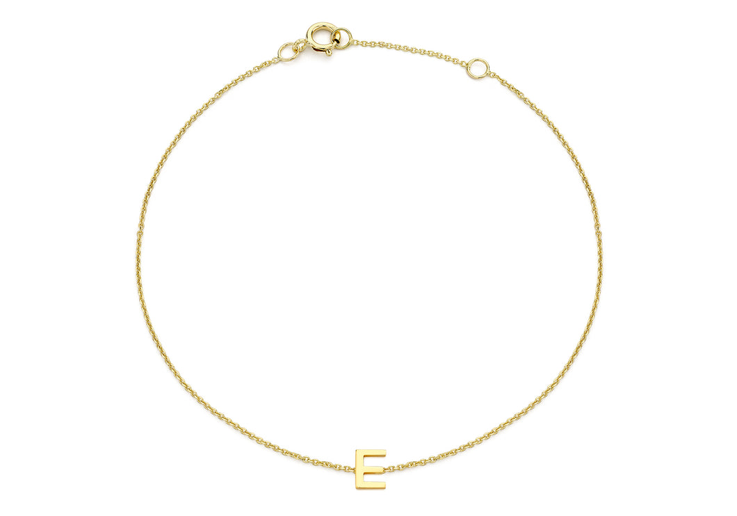 9ct Yellow Gold Initial 'E' Bracelet - Product Code 1.29.0154