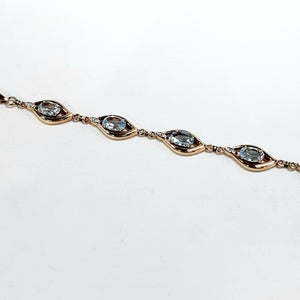 9ct Yellow Gold Stone Set Ladies Bracelet - Product Code - C540