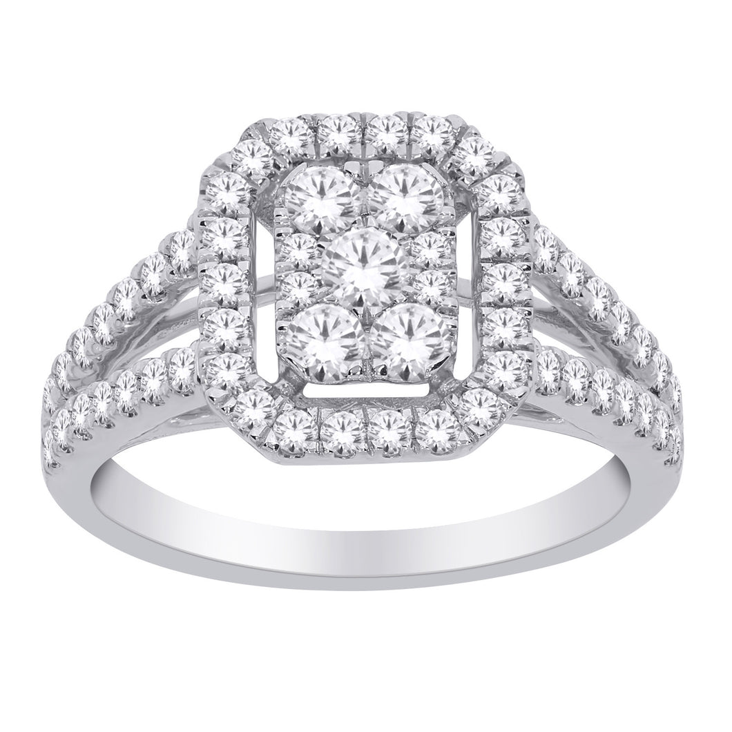 9ct White Gold One Carat Diamond Designer Ring - Product Code - G581