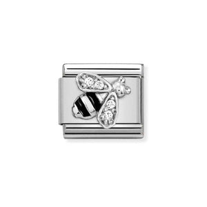 Nomination Silver, Enamel & White CZ Bee Charm - Product Code - 330321-02